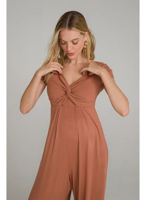 Macacão Malha Pantalona com Torção