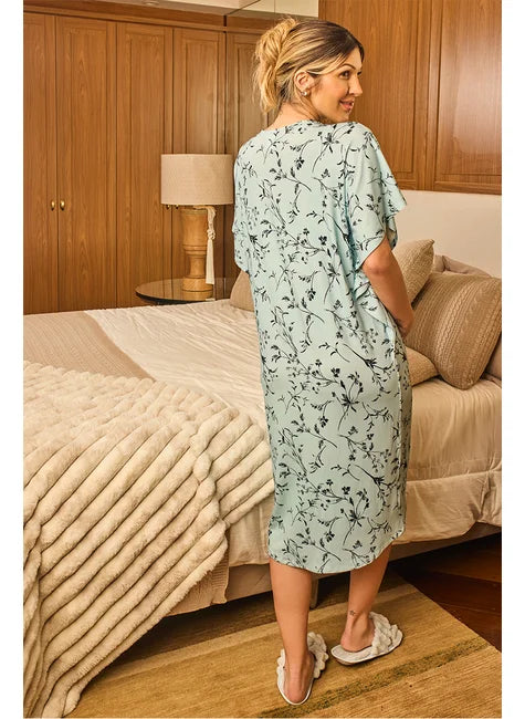 Camisola Kaftã Estampa Floral Blu