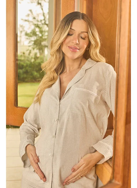 Pijama com Calça Cinza Delicado