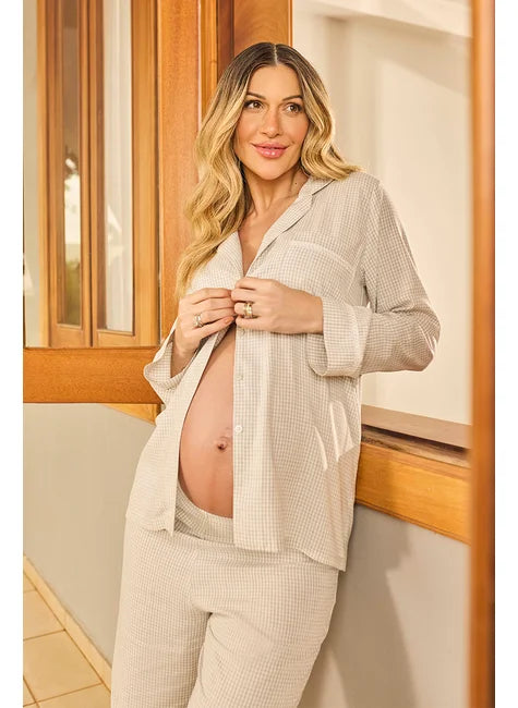 Pijama com Calça Cinza Delicado