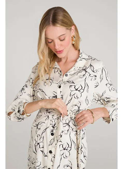 Vestido Chemise Estampa Ravena