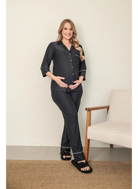 Pijama Manga 3/4 com Friso