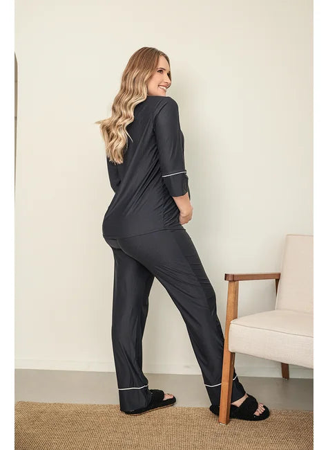 Pijama Manga 3/4 com Friso