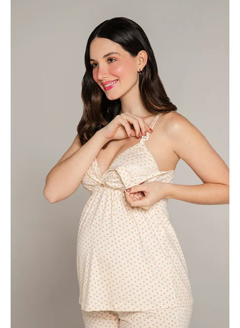 Pijama Poa Curto Amamentação