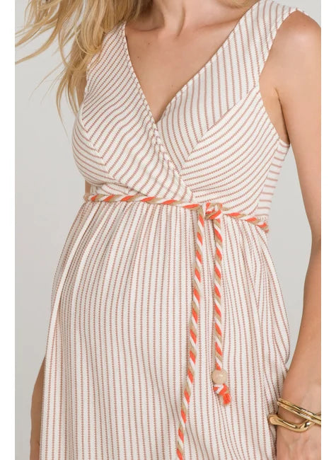 Vestido Malha Listrada Mocha Mousse